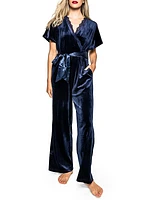 Velour Short-Sleeve Jumpsuit