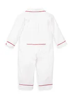 Baby Girl's Piped Cotton-Blend Romper