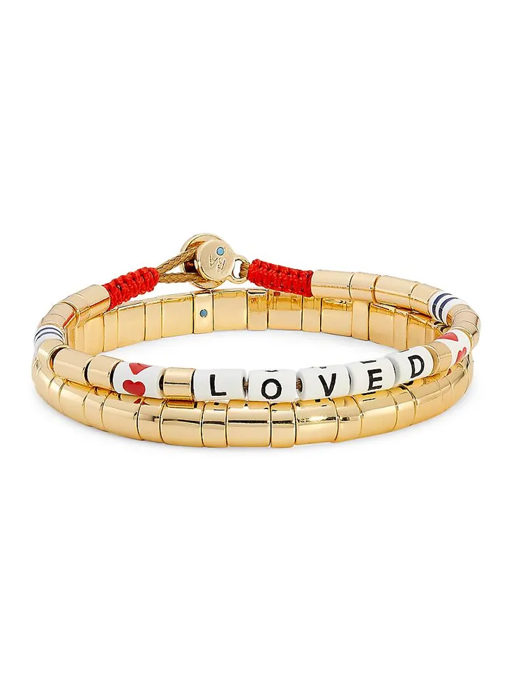 Loved Gold 2-Piece Goldtone, Enamel & Cubic Zirconia Bracelet Set
