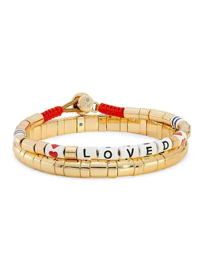 Loved Gold 2-Piece Goldtone, Enamel & Cubic Zirconia Bracelet Set