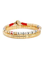 Loved Gold 2-Piece Goldtone, Enamel & Cubic Zirconia Bracelet Set