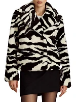 Madrid Striped Wool Faux Fur Jacket