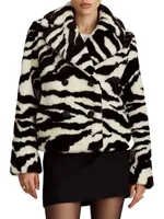 Madrid Striped Wool Faux Fur Jacket