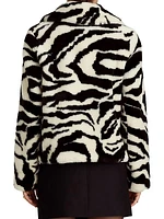 Madrid Striped Wool Faux Fur Jacket