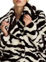 Madrid Striped Wool Faux Fur Jacket