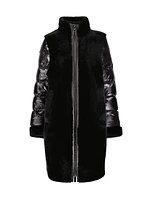 Monique Shearling Puffer-Sleeve Coat