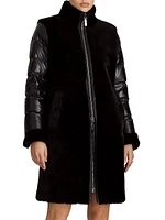 Monique Shearling Puffer-Sleeve Coat