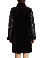 Monique Shearling Puffer-Sleeve Coat