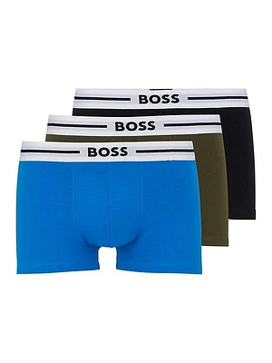 Three-Pack Of Stretch-Cotton Trunks With Logo Waistbands