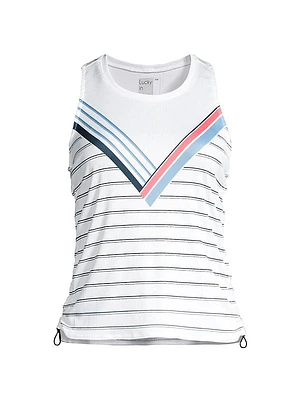 Snake Point Stripe Rib-Knit Crop Tank