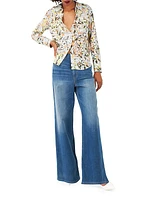 Slim Floral Silk Button-Front Shirt