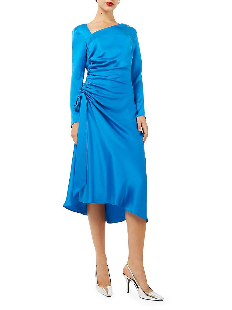 La Rue Saint Honore Annalise Silk Midi-Dress