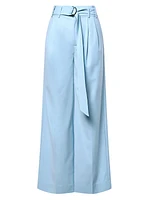 Armand Belted Pleated Wide-Leg Trousers