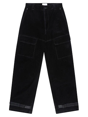 Velvet Wide-Leg Cargo Pants