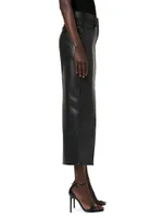 Faux Leather Five-Pocket Midi-Skirt