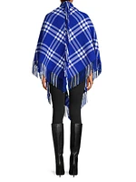 Check Fringe Wool Cape