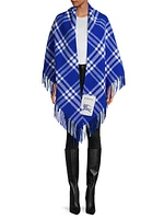 Check Fringe Wool Cape