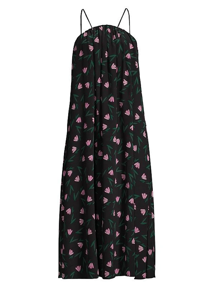 Floral Silk Jersey Midi Dress