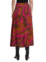 Crocodile-Print Satin Midi-Skirt