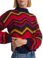 Colorful Waves Crochet Sweater