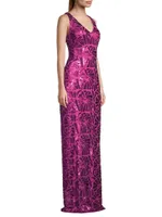 Social Occasion Fan Sequined Column Gown