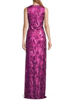 Social Occasion Fan Sequined Column Gown