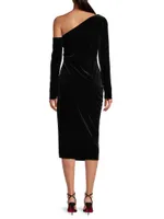 Social Occasion Asymmetric Velvet Cocktail Dress