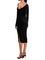 Social Occasion Asymmetric Velvet Cocktail Dress