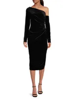 Social Occasion Asymmetric Velvet Cocktail Dress