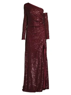 Social Occasion Asymmetric Sequined Gown