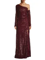 Social Occasion Asymmetric Sequined Gown