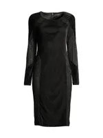 Social Occasion Velvet & Mesh Cocktail Dress