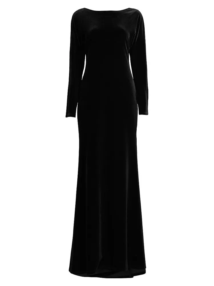 Social Occasion Jewel Back Velvet Gown