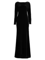 Social Occasion Jewel Back Velvet Gown