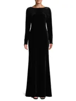 Social Occasion Jewel Back Velvet Gown