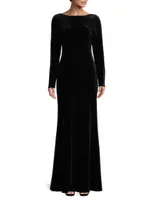 Social Occasion Jewel Back Velvet Gown