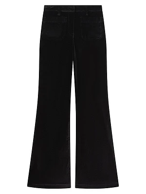 Isa Cotton-Blend Velvet Flared Pants