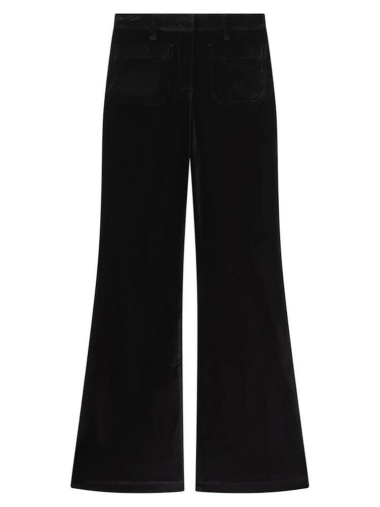 Isa Cotton-Blend Velvet Flared Pants