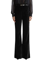 Isa Cotton-Blend Velvet Flared Pants