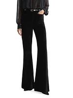 Isa Cotton-Blend Velvet Flared Pants