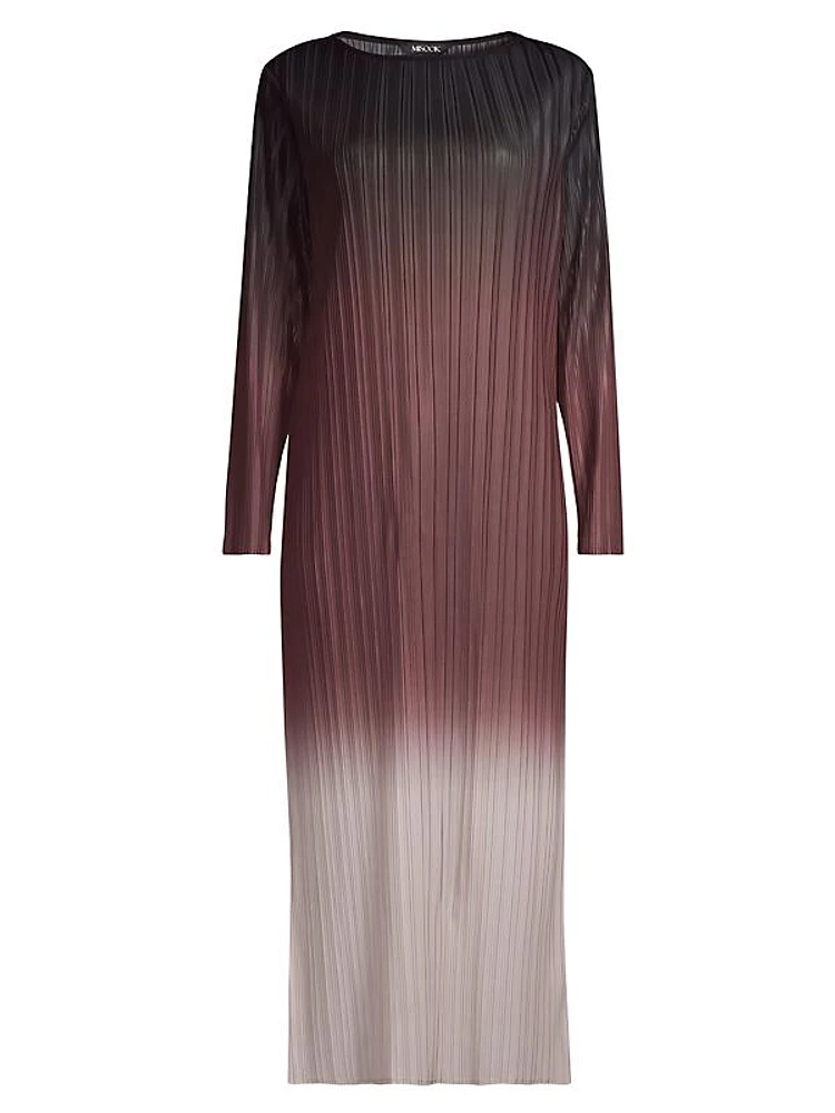 Ombré Pleated Midi-Dress