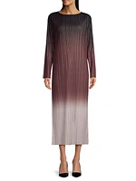 Ombré Pleated Midi-Dress