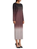 Ombré Pleated Midi-Dress