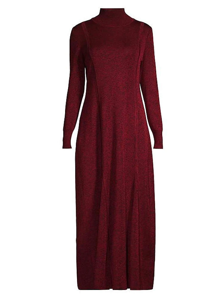 Heathered Knit Long-Sleeve Maxi Dress