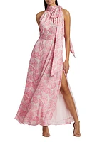 Kayla Floral High-Neck Gown