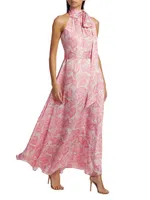 Kayla Floral High-Neck Gown