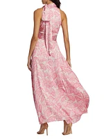 Kayla Floral High-Neck Gown