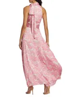 Kayla Floral High-Neck Gown