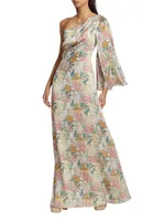 Keely Floral One-Shoulder Gown