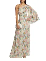 Keely Floral One-Shoulder Gown